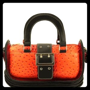 Buckle Accent Satchel with long strap